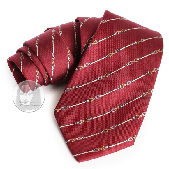 Gucci Necktie Mens Horse Bit Silk Equestrian Rare Print Vintage with COA - Picture 1 of 12